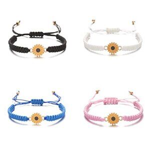 Sunflower Bracelet Adjustable Braided Rope Daisy Charm Friendship Jewelry